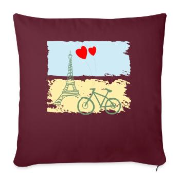 Paris Tour Eiffel France Baguette Ville Amour - Housse de coussin décorative 45 x 45 cm - bordeaux - Devant