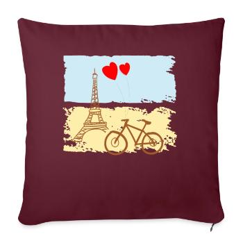 Paris Tour Eiffel France Baguette Ville Amour - Housse de coussin décorative 45 x 45 cm - bordeaux - Devant