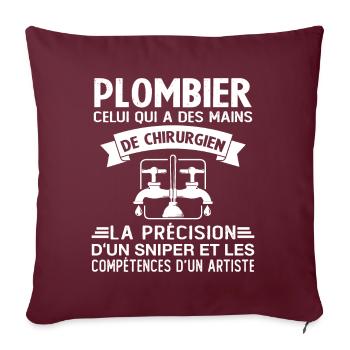 Homme Cadeau drôle plombiers Humour - Housse de coussin décorative 45 x 45 cm - bordeaux - Devant