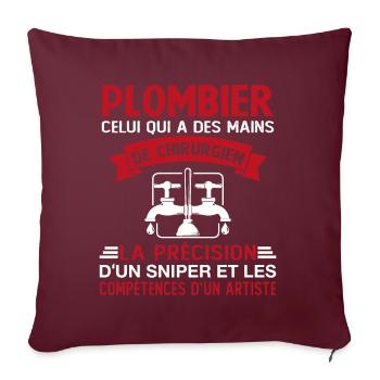 Homme Cadeau drôle plombiers Humour - Housse de coussin décorative 45 x 45 cm - bordeaux - Devant