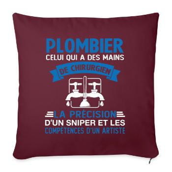 Homme Cadeau drôle plombiers Humour - Housse de coussin décorative 45 x 45 cm - bordeaux - Devant
