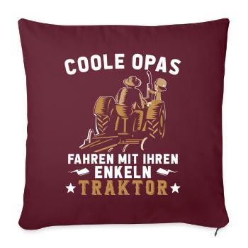 Coole Opa und Enkel mit Traktor Farmer Geschenk - Housse de coussin décorative 45 x 45 cm - bordeaux - Devant