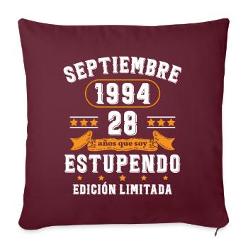 28 Ans Anniversaire Vintage Né(e) Septembre 1994 - Housse de coussin décorative 45 x 45 cm - bordeaux - Devant