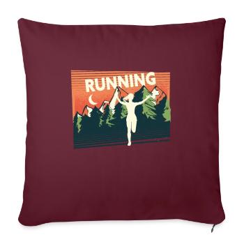 Marathon, coureur de trail running - Housse de coussin décorative 45 x 45 cm - bordeaux - Devant