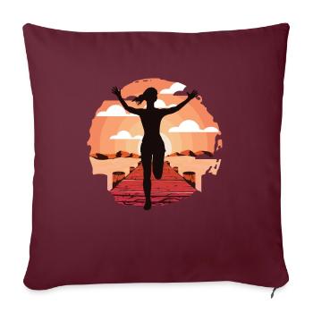Marathon, coureur de trail running - Housse de coussin décorative 45 x 45 cm - bordeaux - Devant