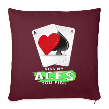 Kiss Aces Poker Poisson - Housse de coussin décorative 45 x 45 cm - bordeaux - Devant
