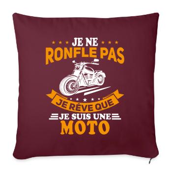 Je Ne Ronfle Pas Je Rêve Que Je Suis Une Moto - Housse de coussin décorative 45 x 45 cm - bordeaux - Devant