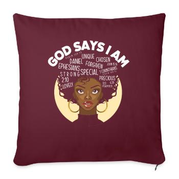 Mélanine Afro-Américaine Femme Afro-Américaine - Housse de coussin décorative 45 x 45 cm - bordeaux - Devant