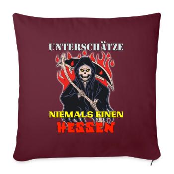 Hessen unterschätze keinen aus Hessen Skull Design - Sofakissenbezug 45 x 45 cm - Burgunderrot - Vorne