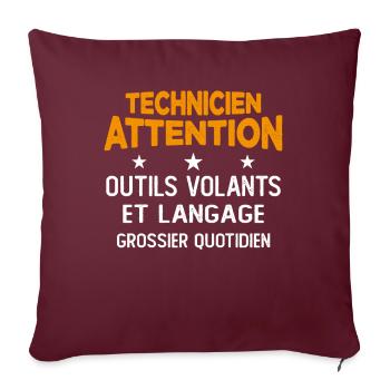 Cadeau Drôle Humour Profession Pour Un Technicien - Housse de coussin décorative 45 x 45 cm - bordeaux - Devant