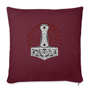 Marteau Viking Mjolnir - Housse de coussin décorative 45 x 45 cm - bordeaux - Devant