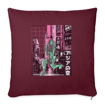 Ville asiatique HIIT - Housse de coussin décorative 45 x 45 cm - bordeaux - Devant