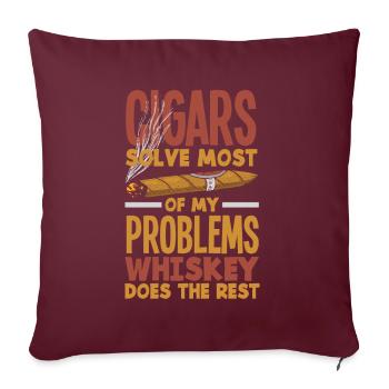 Zigarre Und Whiskey Zigarrenraucher Geschenk - Sofakissenbezug 45 x 45 cm - Burgunderrot - Vorne