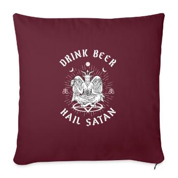 Boire de la bière Hail Satan Baphomet Occult - Housse de coussin décorative 45 x 45 cm - bordeaux - Devant