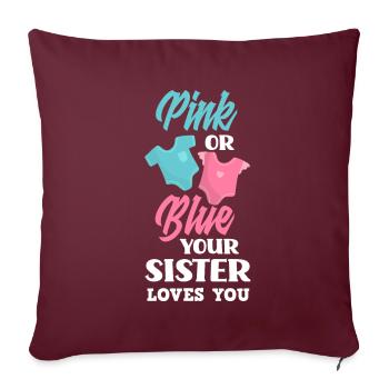 Le genre rose ou bleu révèle baby party sister - Housse de coussin décorative 45 x 45 cm - bordeaux - Devant