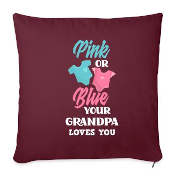 Le genre rose ou bleu révèle baby party grand-père - Housse de coussin décorative 45 x 45 cm - bordeaux - Devant