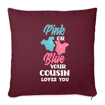 Le sexe rose ou bleu révèle baby party cousin - Housse de coussin décorative 45 x 45 cm - bordeaux - Devant