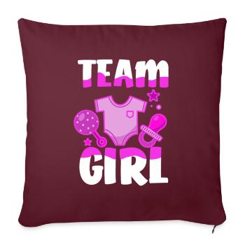 Team Girl Girls Gender Reveal Party - Housse de coussin décorative 45 x 45 cm - bordeaux - Devant