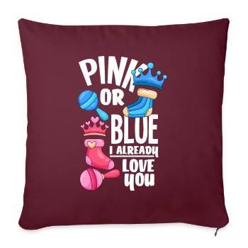 Le genre rose ou bleu révèle la fête de bébé - Housse de coussin décorative 45 x 45 cm - bordeaux - Devant