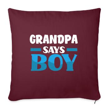 Team Boy Team Young Grandpa Gender Reveal Party - Housse de coussin décorative 45 x 45 cm - bordeaux - Devant