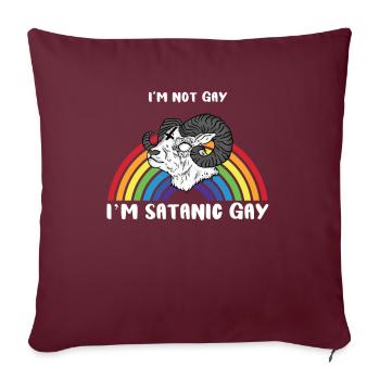 Je ne suis pas gay Je suis satanique gay LGBT sataniste - Housse de coussin décorative 45 x 45 cm - bordeaux - Devant