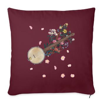 Banjo Fleurs Musique Country Fleuri - Housse de coussin décorative 45 x 45 cm - bordeaux - Devant