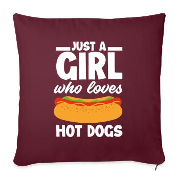 Hot Dog Hot Dogs Lover Cadeau - Housse de coussin décorative 45 x 45 cm - bordeaux - Devant