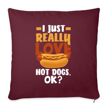 Hot Dog Hot Dogs Lover Cadeau - Housse de coussin décorative 45 x 45 cm - bordeaux - Devant