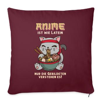 Anime est comme Latin I Neko Cat Kawaii Anime Girl - Housse de coussin décorative 45 x 45 cm - bordeaux - Devant