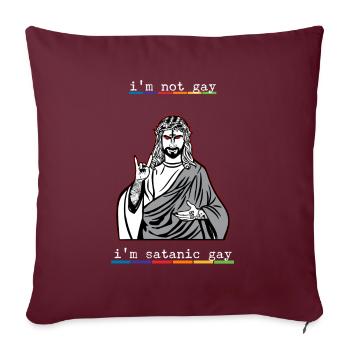 Je ne suis pas gay Je suis satanique gay I LGBT - Housse de coussin décorative 45 x 45 cm - bordeaux - Devant