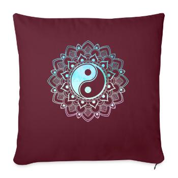 Yin Yang Lotus Mandala Maître Spirituel Reiki - Housse de coussin décorative 45 x 45 cm - bordeaux - Devant