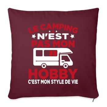 J'aime Camping C'est Mon Style De Vie Camping Car - Housse de coussin décorative 45 x 45 cm - bordeaux - Devant