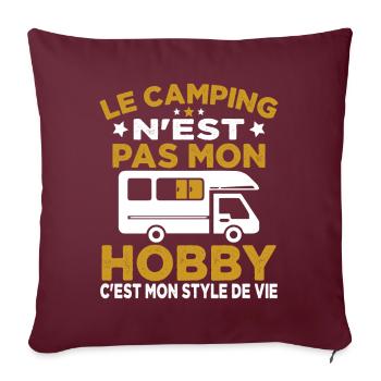 J'aime Camping C'est Mon Style De Vie Camping Car - Housse de coussin décorative 45 x 45 cm - bordeaux - Devant