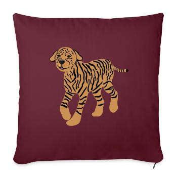 Dog with Tiger Pattern, Poodle, Funny, Crazy - Sofa pillowcase 17,3'' x 17,3'' (45 x 45 cm) - burgundy - Front