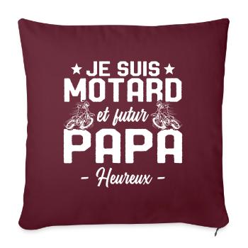 Je suis Motard et Futur Papa Cadeau - Housse de coussin décorative 45 x 45 cm - bordeaux - Devant