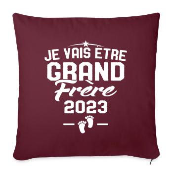 Je Vais Être Grand Frère en 2023 - Housse de coussin décorative 45 x 45 cm - bordeaux - Devant