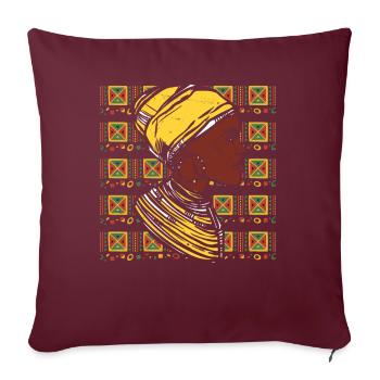Kente Couvre-chef Femme africaine - Housse de coussin décorative 45 x 45 cm - bordeaux - Devant