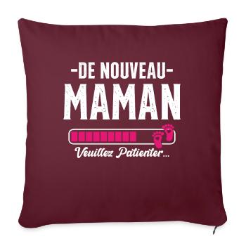 Femme Maman Cadeau Nouvelle Naissance Future - Housse de coussin décorative 45 x 45 cm - bordeaux - Devant