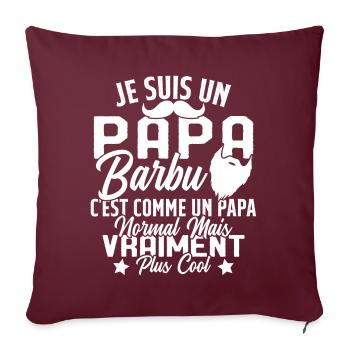 Papa Barbu Humour Cadeau Fête des Pères - Housse de coussin décorative 45 x 45 cm - bordeaux - Devant