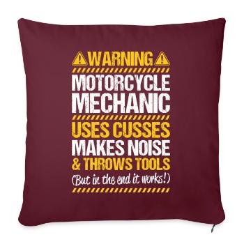 Ingénieur mécatronique à deux roues Mécanicien Moto - Housse de coussin décorative 45 x 45 cm - bordeaux - Devant