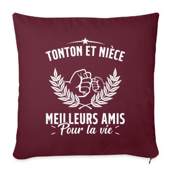 Tonton et Nièce Meilleurs amis pour la vie Cadeau - Housse de coussin décorative 45 x 45 cm - bordeaux - Devant