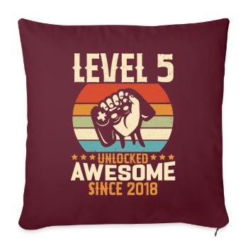 Niveau 5 An Débloqué Gaming Cadeau Anniversaire - Housse de coussin décorative 45 x 45 cm - bordeaux - Devant