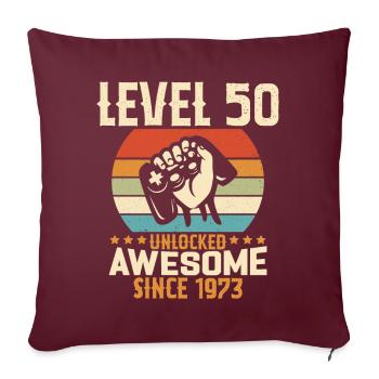 Level 50 Jahre Gaming-Geburtstagsgeschenk freischalten - Sofakissenbezug 45 x 45 cm - Burgunderrot - Vorne