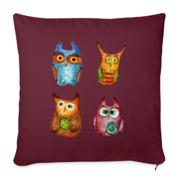 Eule Uhu Tier Waldtier Steinkauz Schleiereulen Fun - Sofakissenbezug 45 x 45 cm - Burgunderrot - Vorne