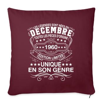 Les légendes sont nées en Décembre 1960 - Housse de coussin décorative 45 x 45 cm - bordeaux - Devant