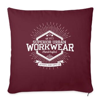 Superior Urban Workwear Handcrafted Vintage Denim - Housse de coussin décorative 45 x 45 cm - bordeaux - Devant