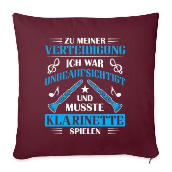 Klarinette Klarinettenspieler Klarinettist - Sofakissenbezug 45 x 45 cm - Burgunderrot - Vorne