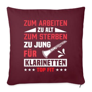 Klarinette Klarinettenspieler Klarinettist - Sofakissenbezug 45 x 45 cm - Burgunderrot - Vorne