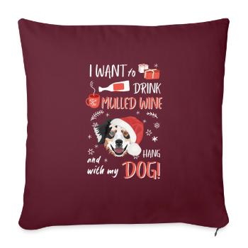 Berger australien Vin chaud Noël - Housse de coussin décorative 45 x 45 cm - bordeaux - Devant