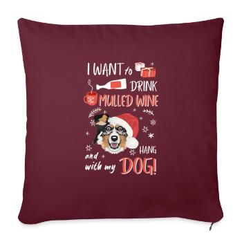 Berger australien Vin chaud Noël - Housse de coussin décorative 45 x 45 cm - bordeaux - Devant